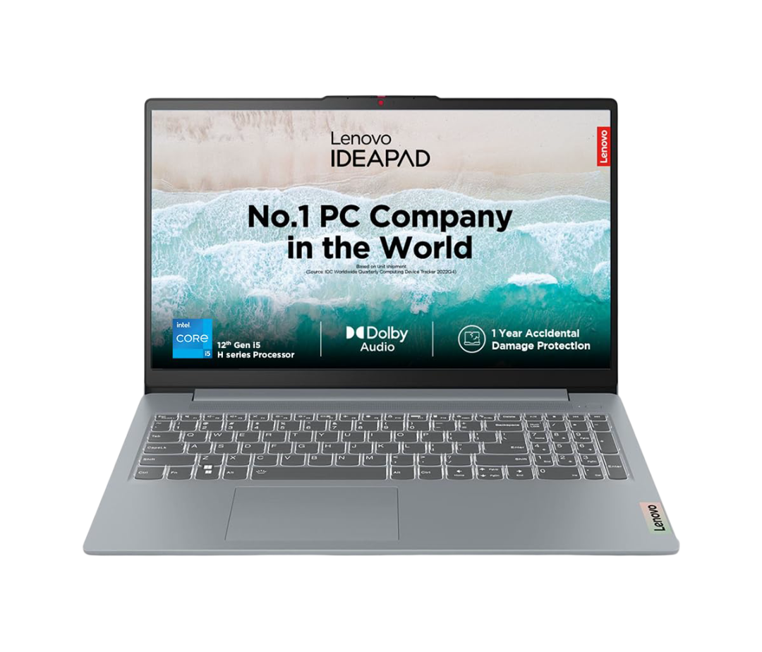 Lenovo IdeaPad Slim 3 12th Gen Intel Core i5-12450H 15.6 Inch (39.6cm) FHD Thin & Light Laptop (16GB/512GB SSD/Windows 11/Office Home 2024/3months Game Pass/Arctic Grey/1.62Kg), 83ER00MCIN