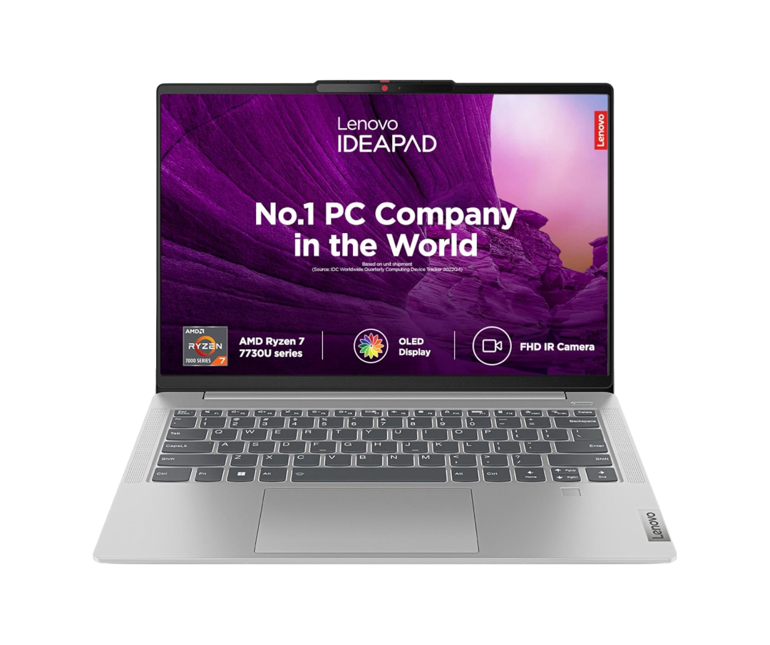Lenovo IdeaPad Slim 5, AMD Ryzen 7 7730U, 16GB RAM, 1TB SSD, WUXGA OLED, 14"/35.5cm, Windows 11, MS Office 2021, Grey, 1.46Kg, 82XE007EIN, Backlit KB, Alexa, 3 Month Game Pass Laptop