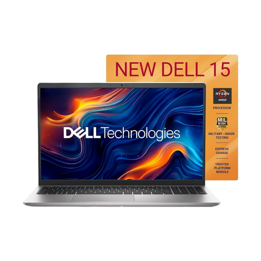 Dell 15, AMD Ryzen 7-7730U, 16GB DDR4, 512GB SSD, FHD, 15.6"/39.6cm, Windows 11, Microsoft Office Home 2024, Platinum Silver, 1.63Kg, [Dell 15], 120Hz 250nits, AMD Radeon Graphics,Thin & Light, Laptop