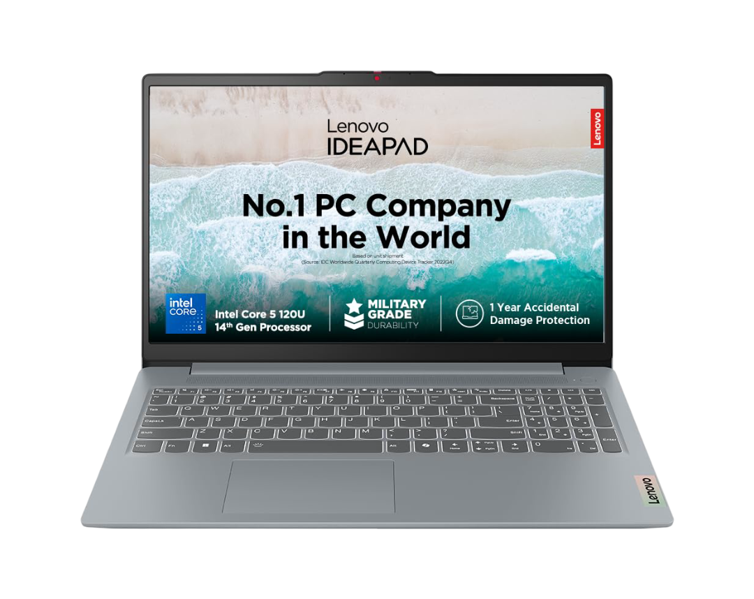 Lenovo IdeaPad Slim 3 14th Gen Intel Core 5-15.6" (39.6cm) FHD IPS Thin & Light Laptop (16GB/512GB SSD/Win 11/Office 2021/1Yr ADP Free/Alexa Built-in/3 Month Game Pass/Arctic Grey/1.62Kg), 83E6001JIN