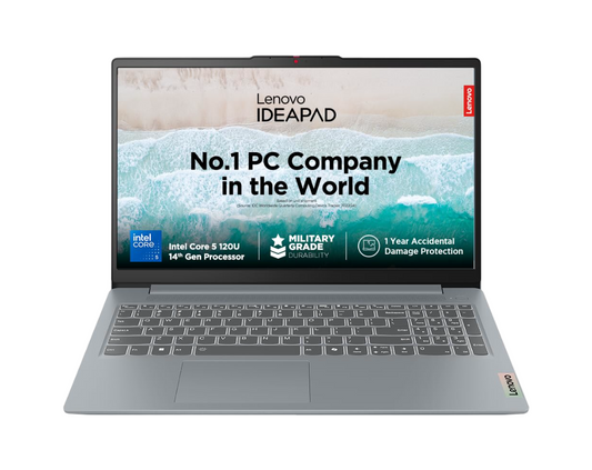 Lenovo IdeaPad Slim 3 14th Gen Intel Core 5-15.6" (39.6cm) FHD IPS Thin & Light Laptop (16GB/512GB SSD/Win 11/Office 2021/1Yr ADP Free/Alexa Built-in/3 Month Game Pass/Arctic Grey/1.62Kg), 83E6001JIN