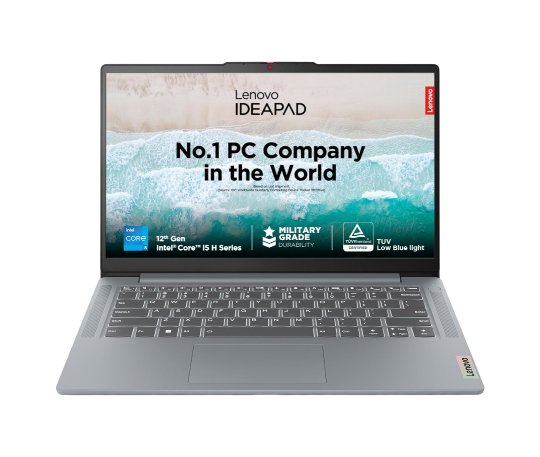 Lenovo IdeaPad Slim 3, Intel Core i5-12450H, 12th Gen, 16GB RAM, 512GB SSD, FHD IPS, 14"/35.5cm, Windows 11, MS Office Home 2024, Grey, 1.37Kg, 83EQ0073IN, 1Yr ADP Free, Thin & Light Laptop