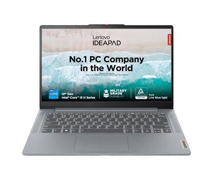 Lenovo IdeaPad Slim 3, Intel Core i5-12450H, 12th Gen, 16GB RAM, 512GB SSD, FHD IPS, 14"/35.5cm, Windows 11, MS Office Home 2024, Grey, 1.37Kg, 83EQ0073IN, 1Yr ADP Free, Thin & Light Laptop