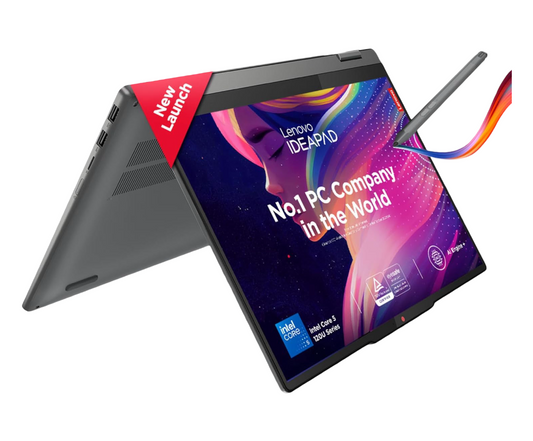 Lenovo Ideapad 5 2-in-1 Intel Core 5 120U 14" (35.5cm) WUXGA IPS 300Nits Convertible Laptop (16GB/512GB SSD/Win 11/Office 21/Backlit KB/FPR/FHD Camera/Alexa/3 Mon.Game Pass/Grey/1.6kg), 83DT004SIN