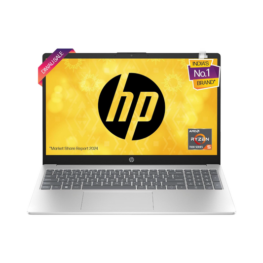 HP Laptop 15, Enhanced by AI, AMD Ryzen 5 7535HS, 15.6-inch (39.6cm), FHD, 8GB DDR5, 512GB SSD, AMD Radeon Graphics, 1080p FHD Camera w/Privacy Shutter, Backlit KB (Win 11, Silver, 1.59kg), fc1004AU