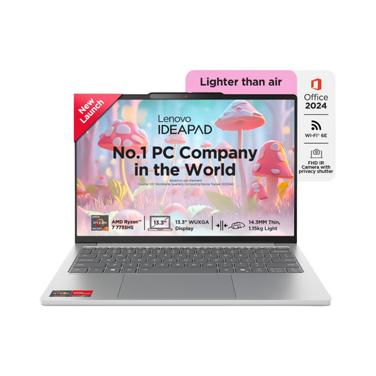 Lenovo IdeaPad Slim 5 Ryzen 7 7735HS (16GB RAM/512GB SSD/Integrated AMD Radeon 680M Graphics/WUXGA IPS Display/13.3" (33.7cm)/Windows 11/Office Home 2024/Backlit KB/Grey/1.15Kg), 83J2000HIN Laptop