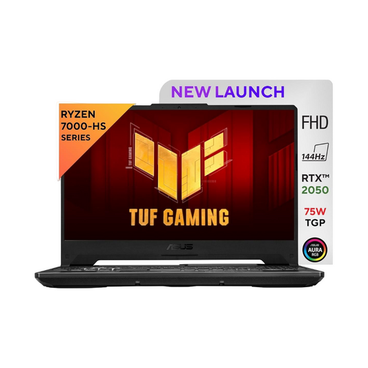 ASUS TUF Gaming A15, AMD Ryzen 7 7435HS, 15.6" FHD 16:9 144Hz 250 nits, Gaming Laptop (16GB RAM/512GB SSD/NVIDIA GeForce RTX 2050/Win 11 Home/48WHr Battery/Graphite Black/2.30Kg), FA566NFR-HN045WS