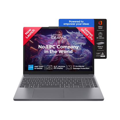 Lenovo IdeaPad Slim 3 13th Gen Core i5-13420H 15.3 inch (38.8cm) WUXGA IPS Laptop (16GB RAM/512GB SSD/Windows 11/Office Home 2024/Backlit Keyboard/1Yr ADP Free/3 Mon. Game Pass/Grey/1.6Kg), 83K100C6IN
