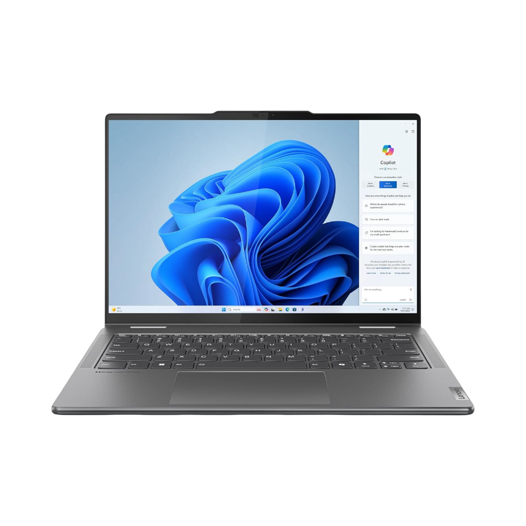 Lenovo Yoga 7 2-in-1 AMD Ryzen 7 8840HS 14"(35.5cm) WUXGA OLED 400Nits Convertible Laptop (16GB/1TB SSD/Windows 11/Office Home 2024/100% DCI-P3/Digital Pen/Grey/1.5Kg), 83DK009LIN