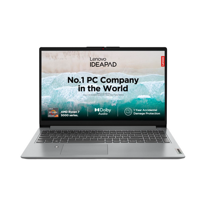 Lenovo IdeaPad 1 AMD Ryzen 7 5700U 15.6" HD Thin and Light Laptop (16GB/512GB SSD/Windows 11 Home/MS Office 2021/1Yr ADP Free/Cloud Grey/1.61Kg), 82R400EHIN
