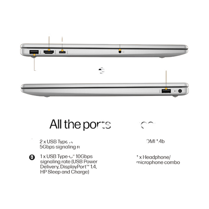 HP Laptop 15, Enhanced by AI, AMD Ryzen 5 7535HS, 15.6-inch (39.6cm), FHD, 8GB DDR5, 512GB SSD, AMD Radeon Graphics, 1080p FHD Camera w/Privacy Shutter, Backlit KB (Win 11, Silver, 1.59kg), fc1004AU
