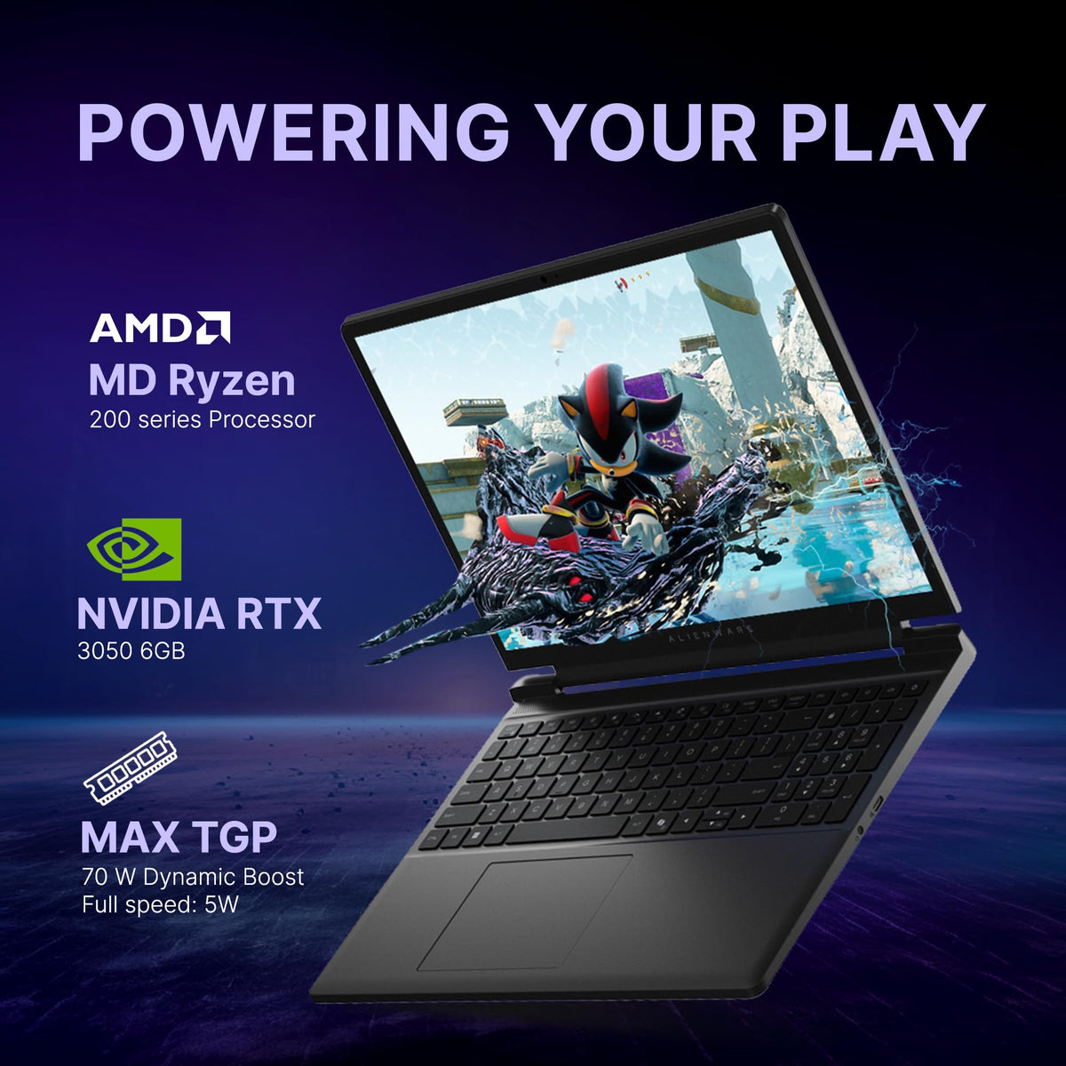 Dell Alienware 15 Gaming Laptop, AMD Ryzen R7 260 Processor, NVIDIA GeForce RTX 3050 6GB GDDR6, 16GB:512GB SSD, 15.3" WUXGA — image 3