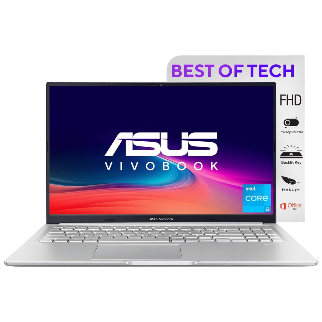 ASUS Vivobook 15, 12th Gen,Intel Core i3-1215U,Thin & Light Laptop(Intel UHD iGPU/8GB RAM/512GB SSD/FHD/15.6"/60Hz/Backlit Keyboard/Windows 11/Office 2021/Icelight Silver/1.70 kg) X1502ZA-EJ322WS