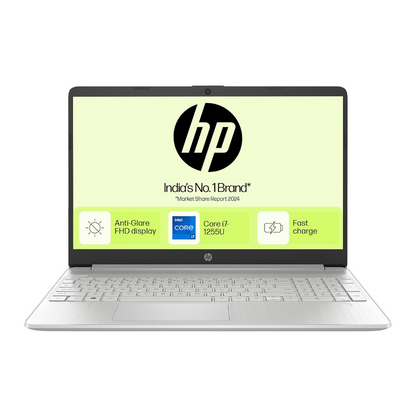 HP Laptop 15s, 12th Gen Intel Core i7-1255U Laptop (16GB DDR4, 512GB SSD), 15.6"/39.6cm, FHD, Windows 11, MS Office 2021, Silver, 1.69kg, Intel Iris Xe Graphics, Backlit KB, fq5190TU