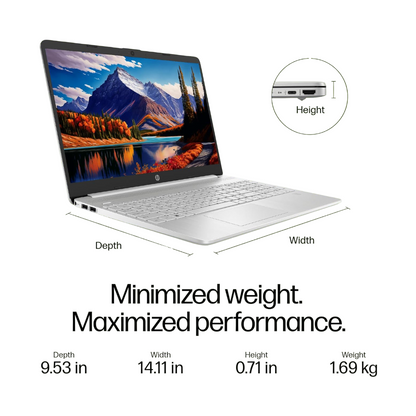 HP Laptop 15s, 12th Gen Intel Core i7-1255U Laptop (16GB DDR4, 512GB SSD), 15.6"/39.6cm, FHD, Windows 11, MS Office 2021, Silver, 1.69kg, Intel Iris Xe Graphics, Backlit KB, fq5190TU