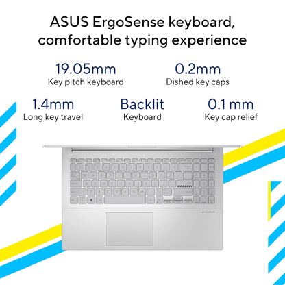 ASUS Vivobook Go 15 OLED (2023), Intel Core i3-N305, 15.6" (39.62 cms) FHD OLED, Thin and Light Laptop (8GB/512GB SSD/Windows 11/Office 2021/Backlit KB/Silver/1.63 kg), E1504GA-LK321WS
