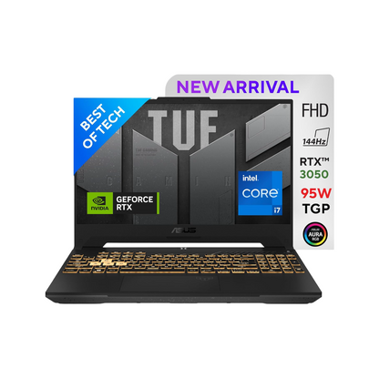 ASUS TUF Gaming F15 Gaming Laptop,Intel Core i7-12700H 12th Gen,4GB NVIDIA GeForce RTX 3050, 15.6-inch(39.62 cms) FHD 144Hz,(16GB RAM /1TB SSD/Windows 11/90WHrs Battery/Gray/2.20 Kg), FX577ZC-HN192W