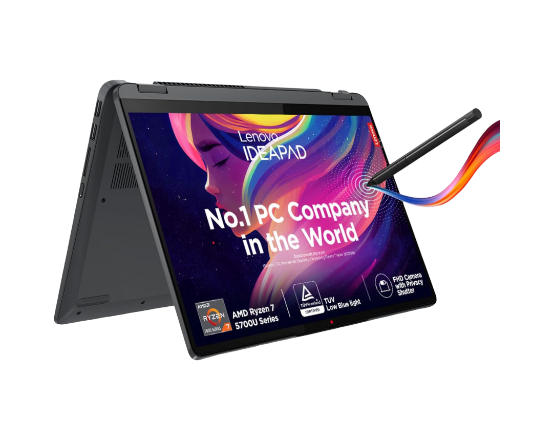 Lenovo IdeaPad Flex 5 Ryzen 7 5700U 14" (35.5cm) WUXGA+ IPS 2-in-1 Laptop (16GB/512GB SSD/Win 11/Office Home 2024/Backlit KB/Fingerprint/FHD Camera/Alexa/3 Month Game Pass/Grey/1.55Kg), 82R900HJIN