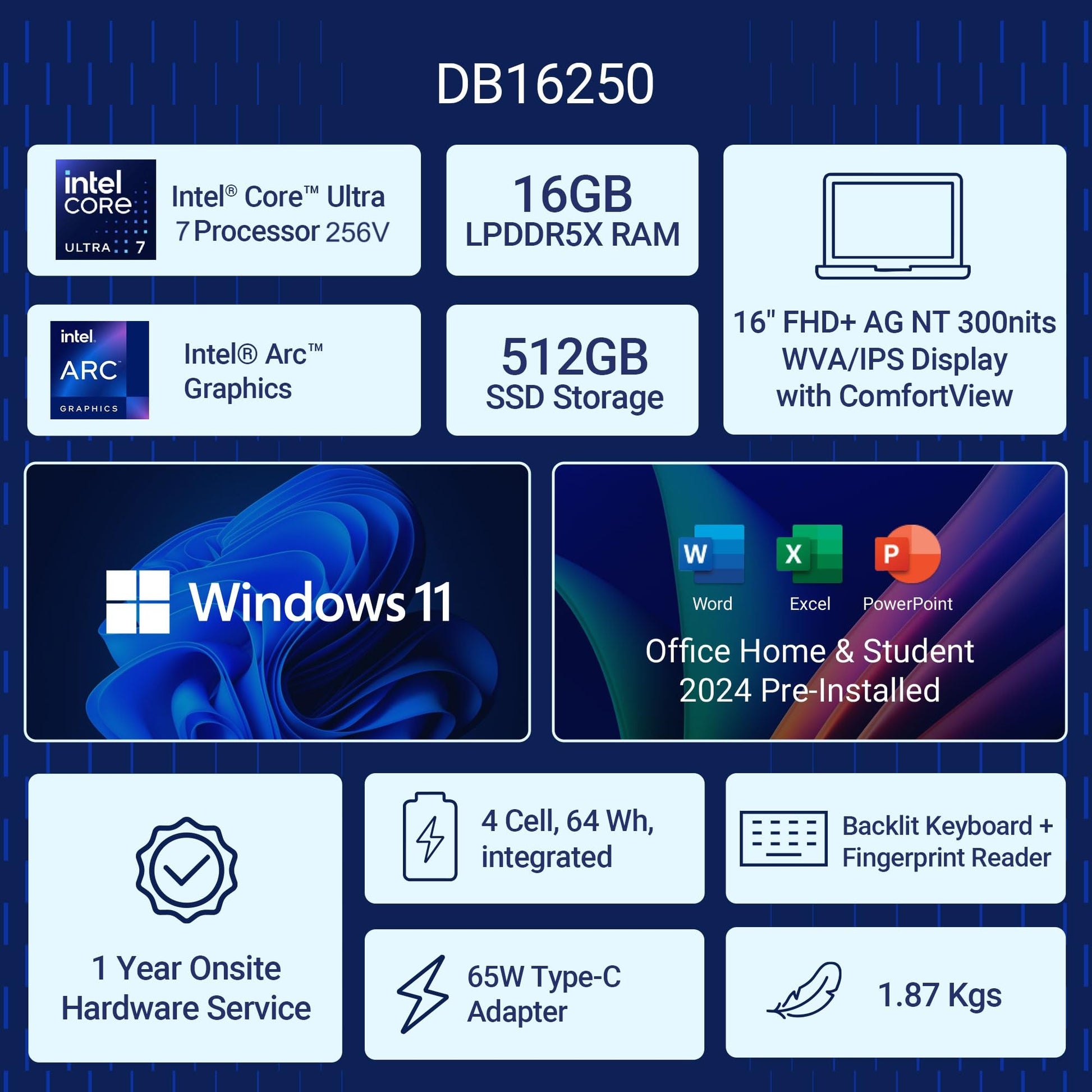Dell DB16250 16" (40.64 cm) AI Laptop, Intel Core Ultra 7 256V Processor, 16GB RAM, 512GB SSD, ARC Graphics, FHD+ Display — image 2