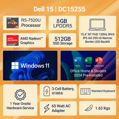 Dell 15 AMD Ryzen 5 7520U 15.6-inch FHD Laptop - view 2
