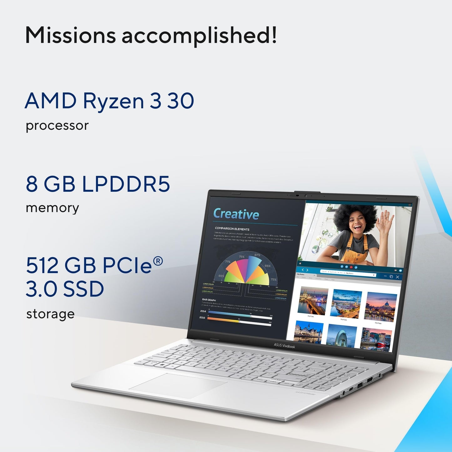 ASUS Vivobook Go 15 (2026), AMD Ryzen 3 30 Processor,AMD Radeon iGPU,8GB RAM,512GB SSD,FHD,15.6"(39.6 cm),Windows 11,M365 — image 2