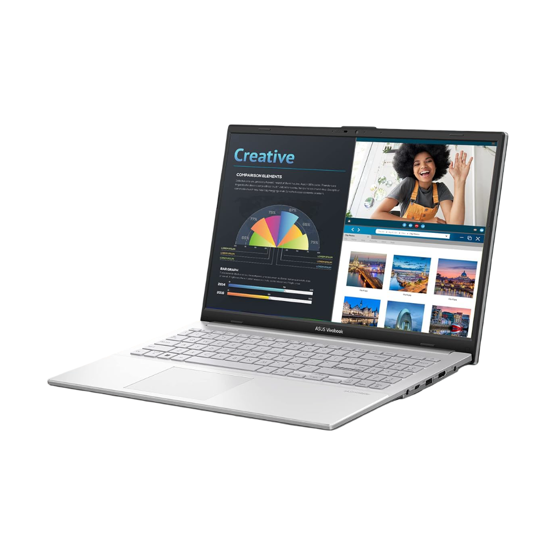 ASUS Vivobook Go 15 OLED (2023), Intel Core i3-N305, 15.6" (39.62 cms) FHD OLED, Thin and Light Laptop (8GB/512GB SSD/Windows 11/Office 2021/Backlit KB/Silver/1.63 kg), E1504GA-LK321WS